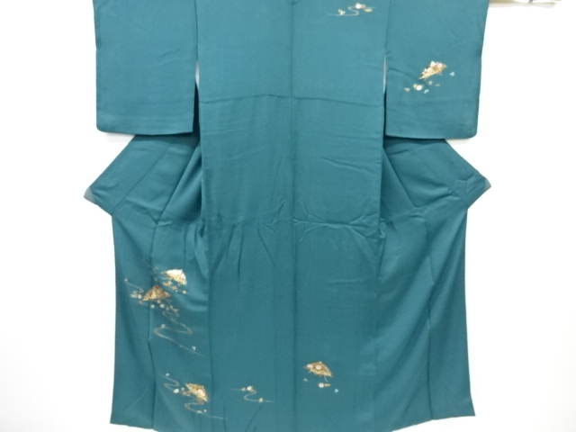 流水に笠・草花模様訪問着